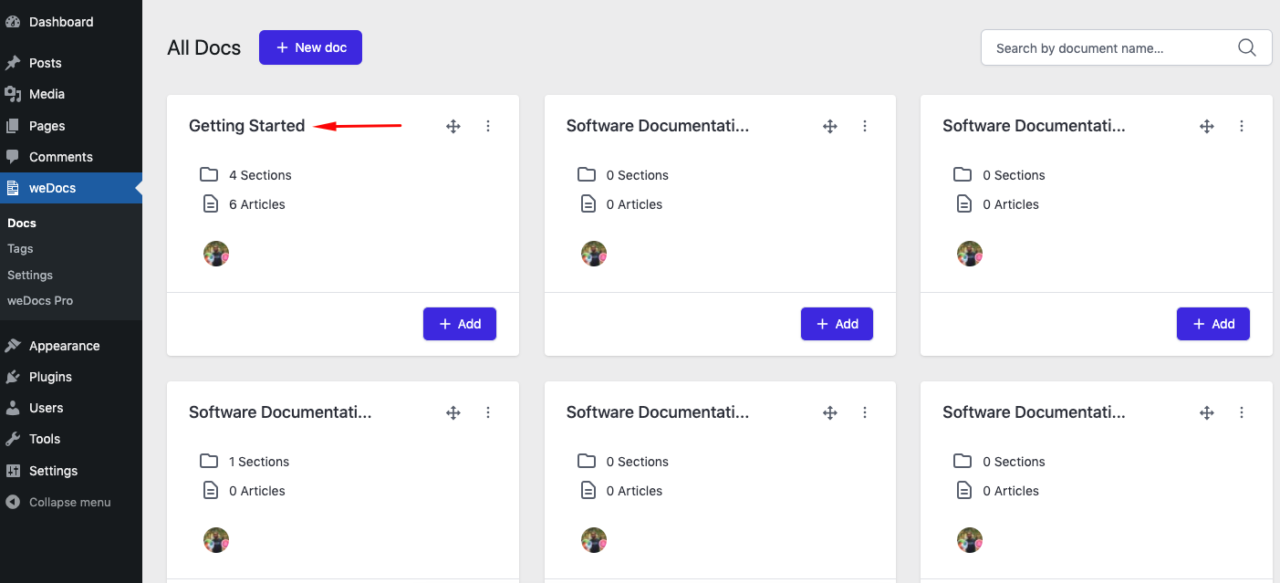 Restricting other users from using a documentation