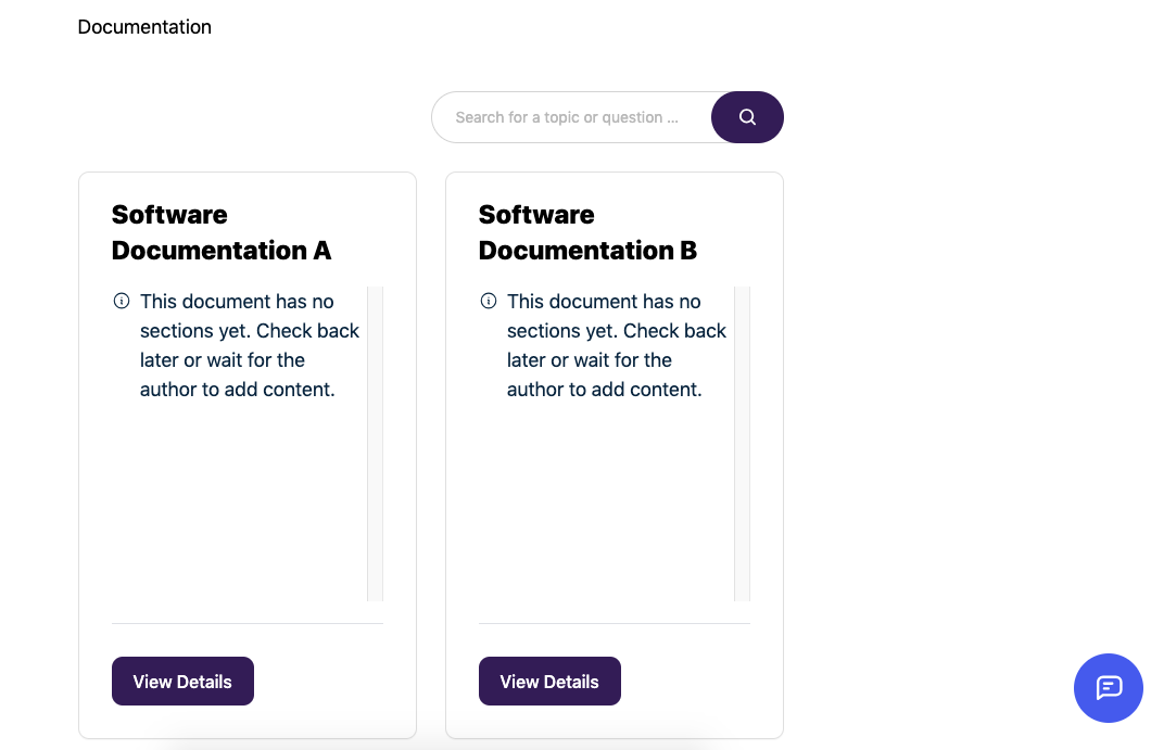 Frontend view of the documentation