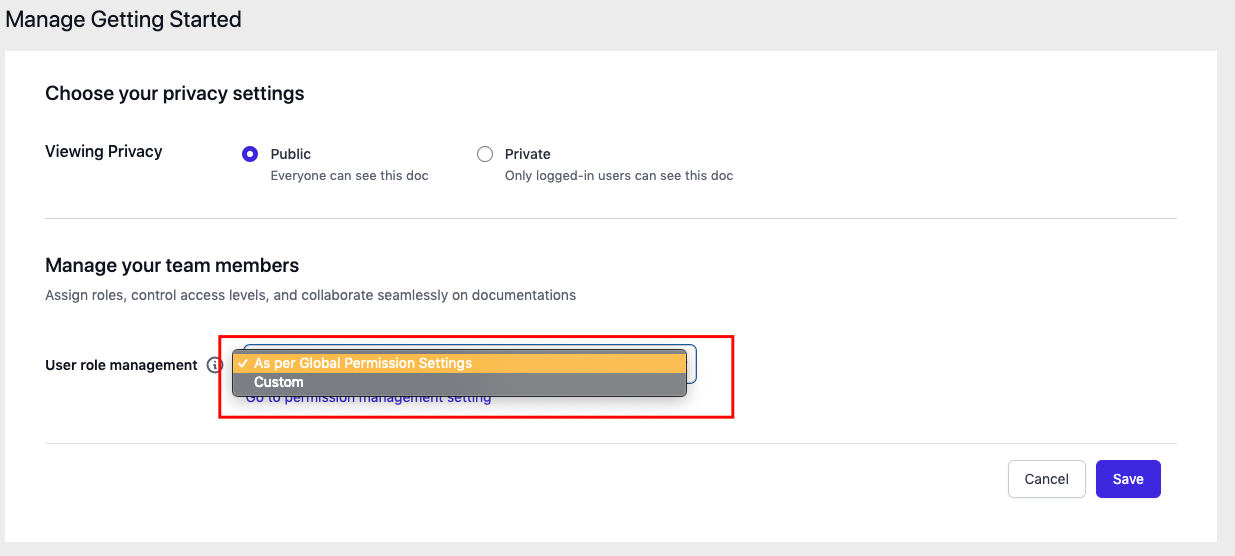 User role management for weDocs