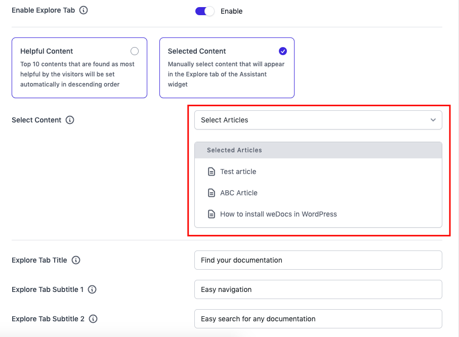 Choosing the selected content to be displayed on website