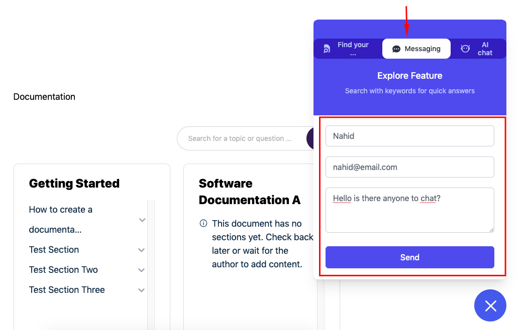 weDocs assistant messaging option