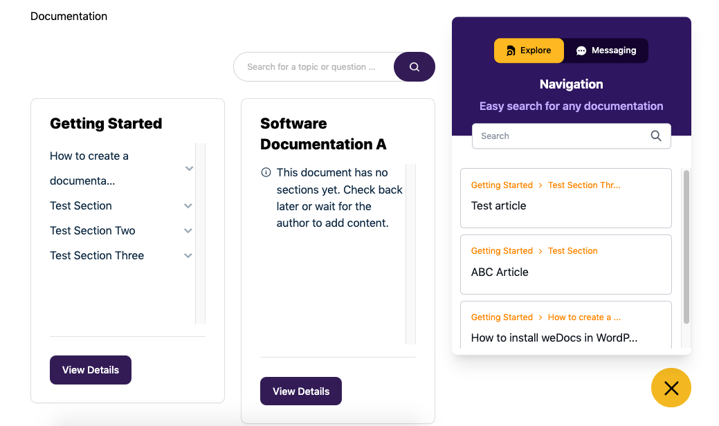 Color palette frontend view