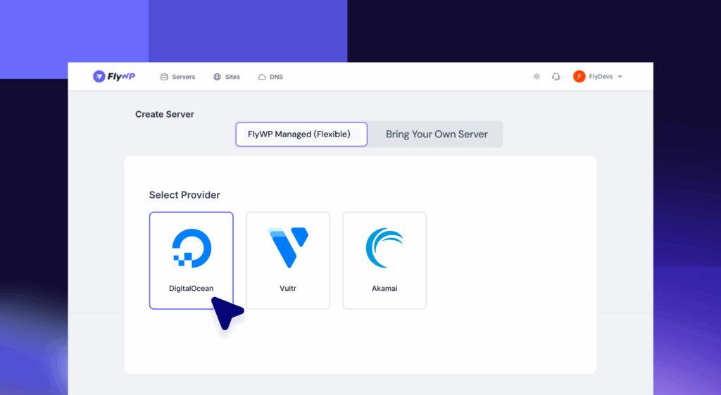 This is a screenshot of provider selection
