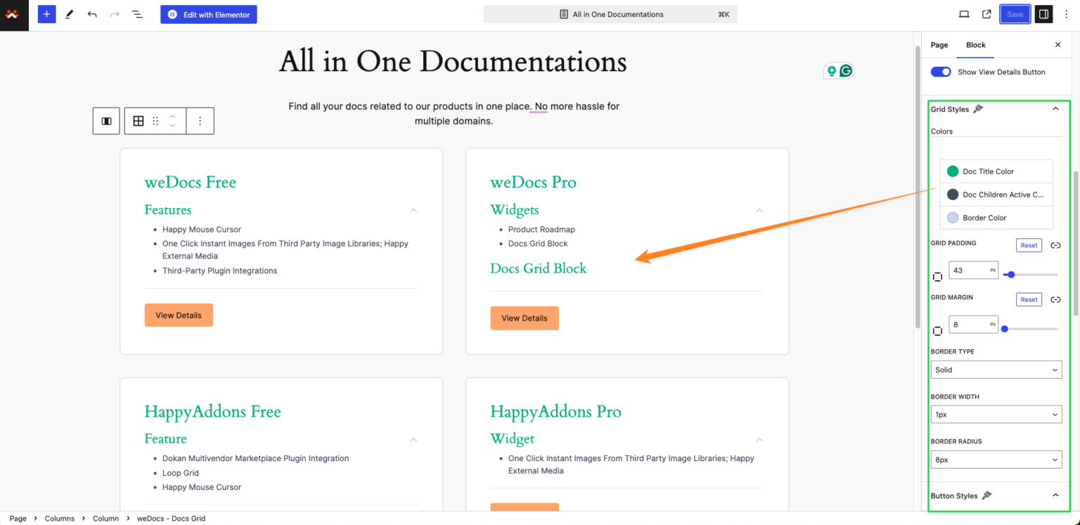 How to Use the Docs Grid Block in weDocs weDocs