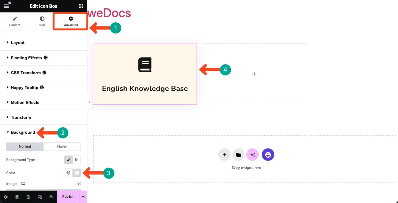 Add a background color to the icon box widget