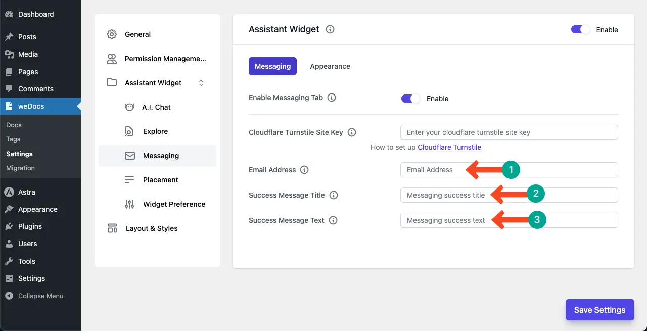 Add copies for the messaging box