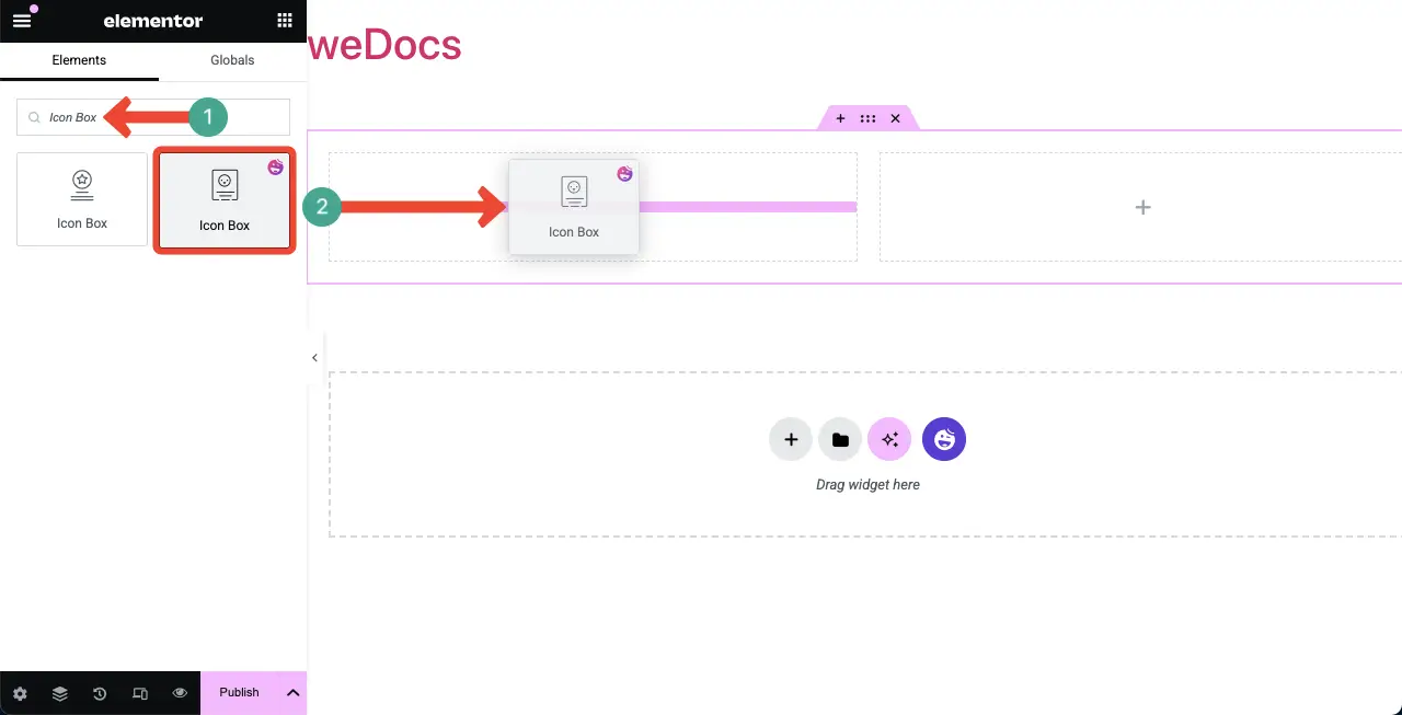 Add the icon box to the container