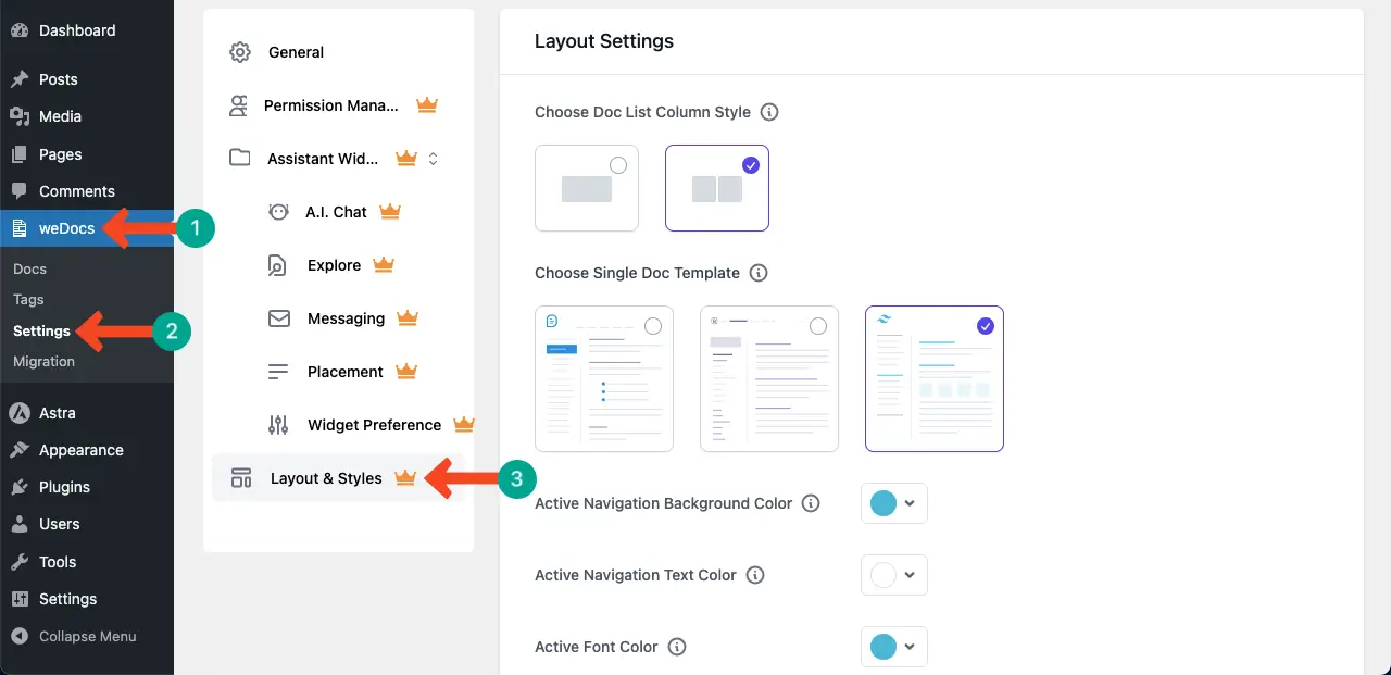 Change the knowledge base appearance using the layout & styles option of wedocs