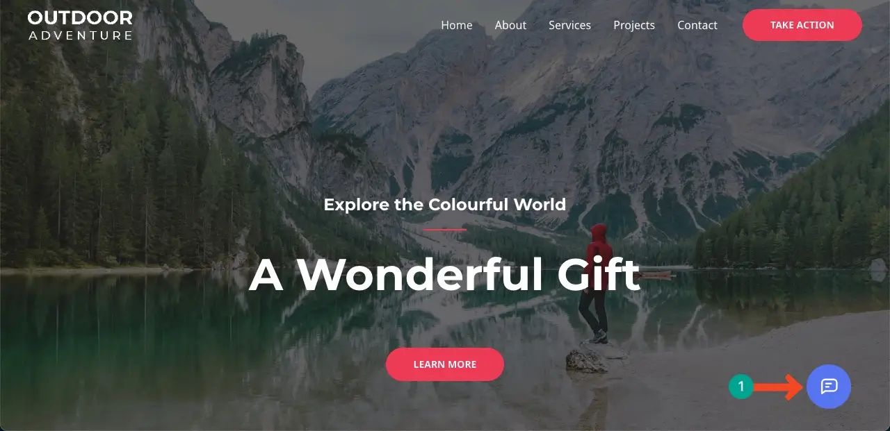 Click the floating contact form button