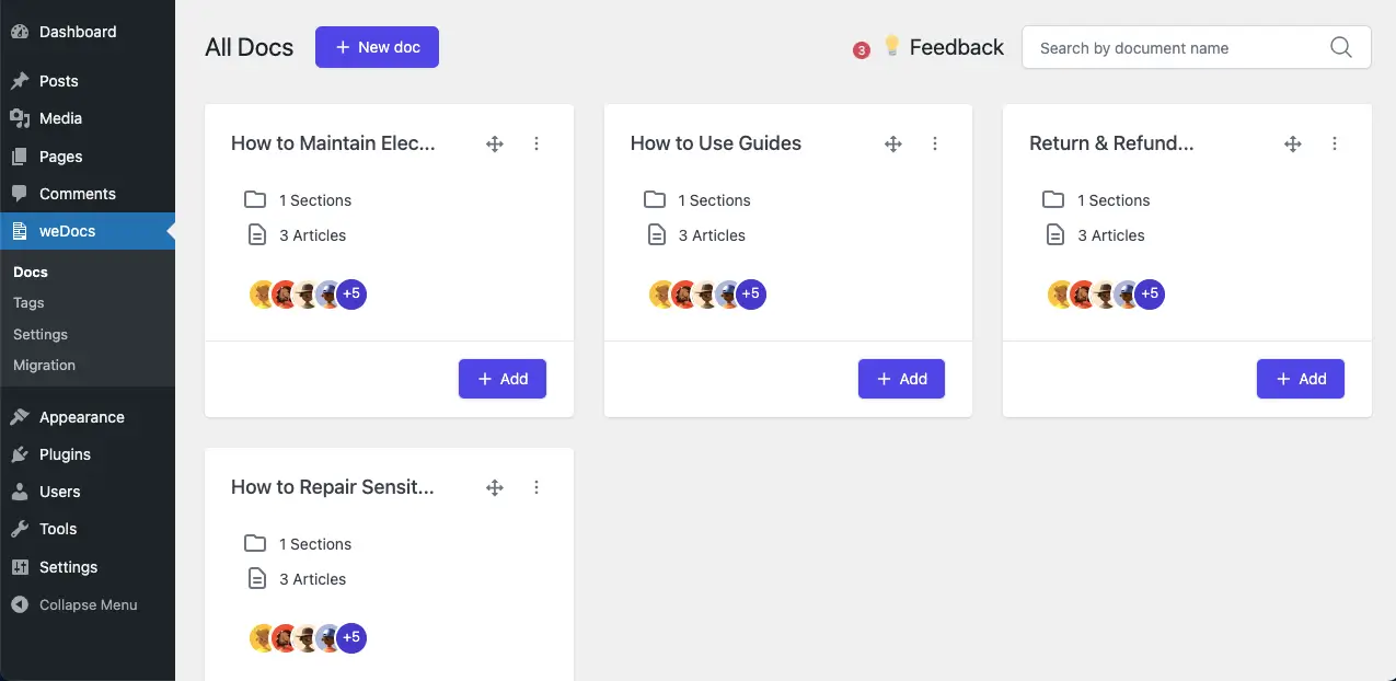 Create a knowledge base for enabling the option to receive feedback from users