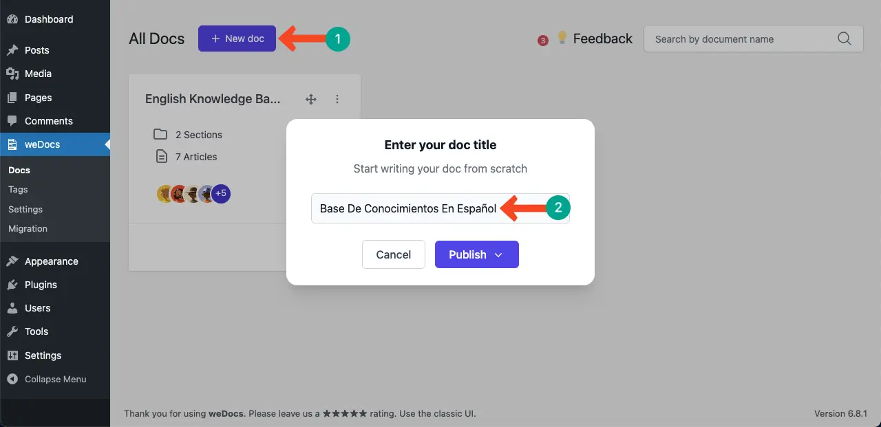 Create a new knowledge base
