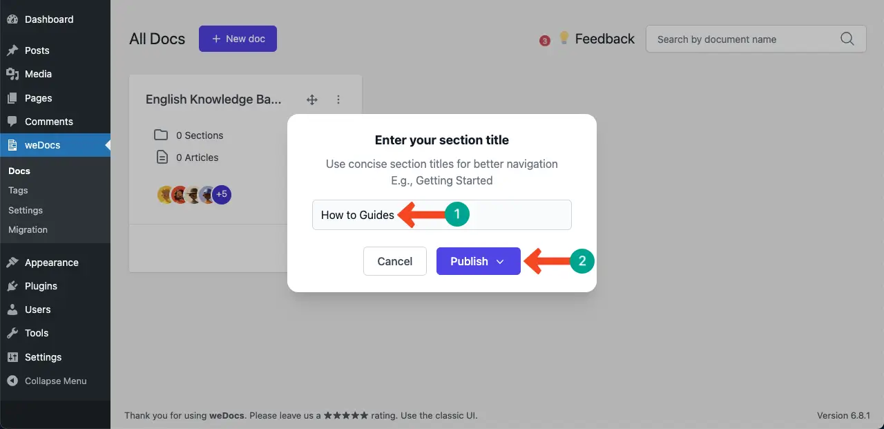 Give a name to the knowledge base section