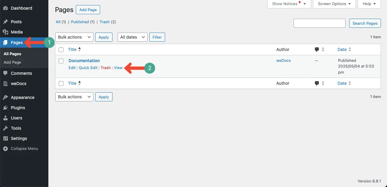 Go to the knowledge base page