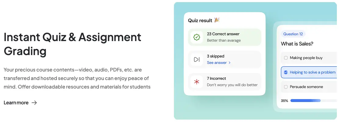 Quizzes and assessments of klasio