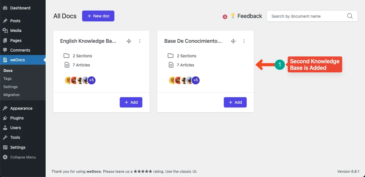 The second knowledge base is added