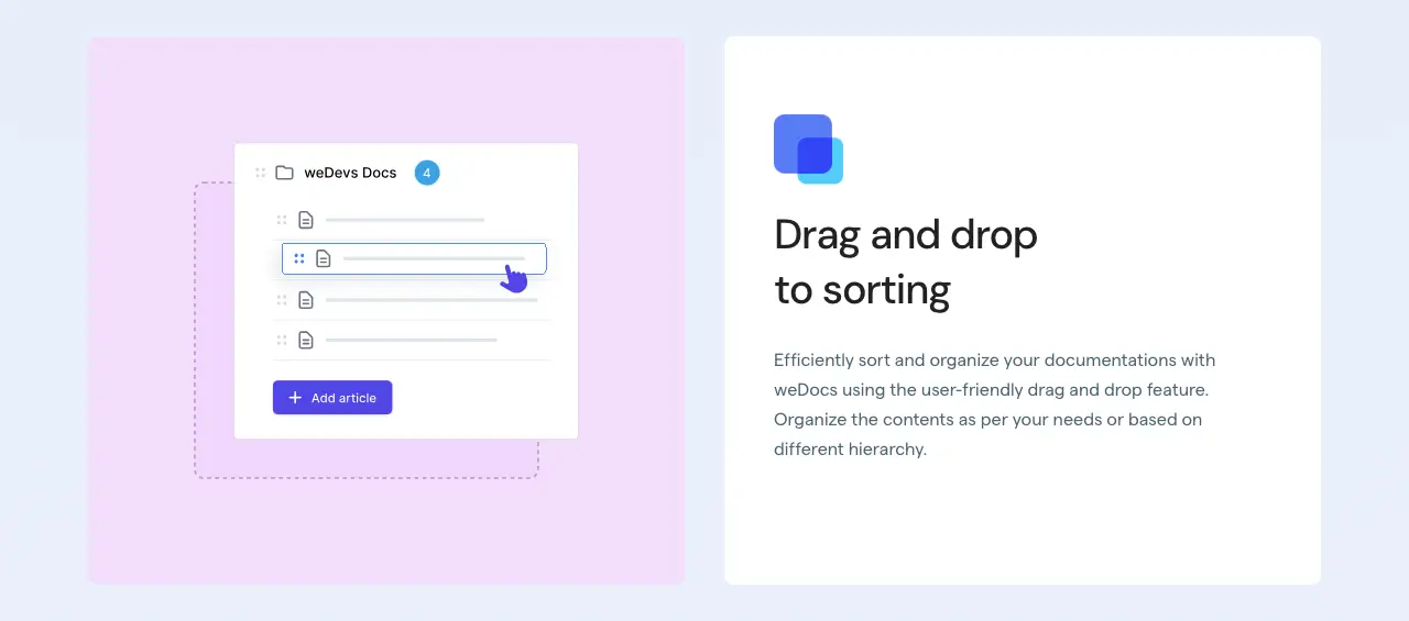Drag and drop for nested documentation structure