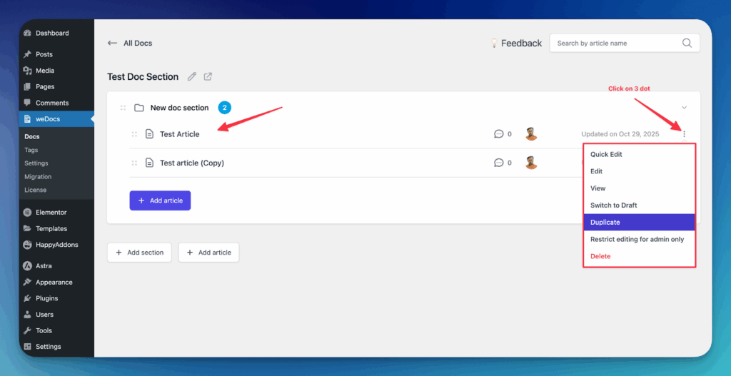 weDocs Docs Duplicator