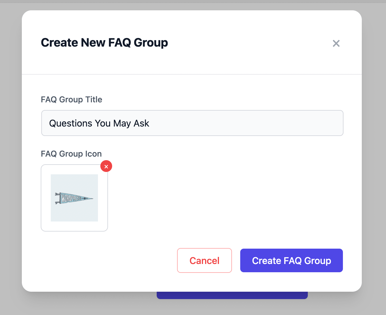 FAQ Group Pop up