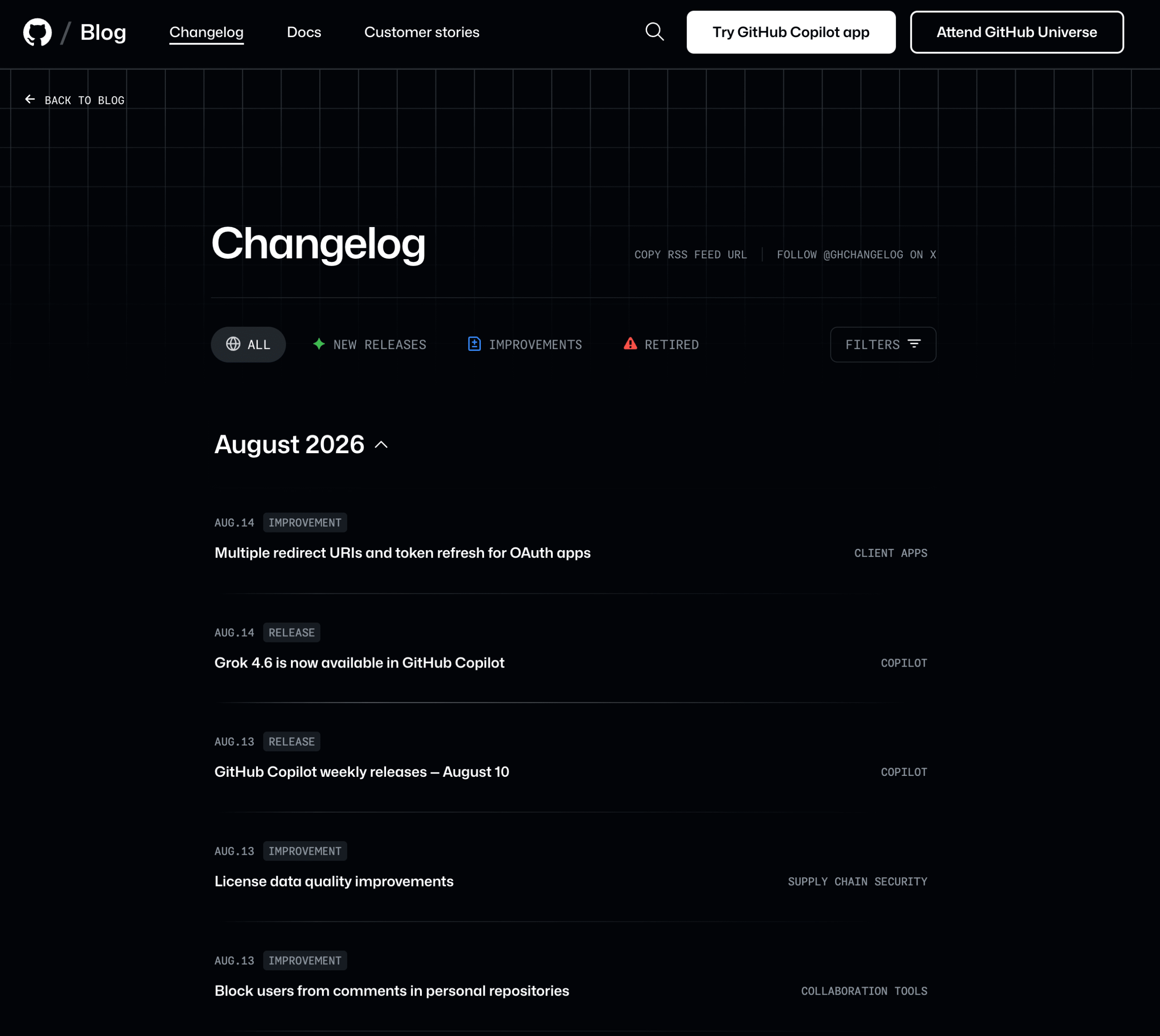 Github Changelog