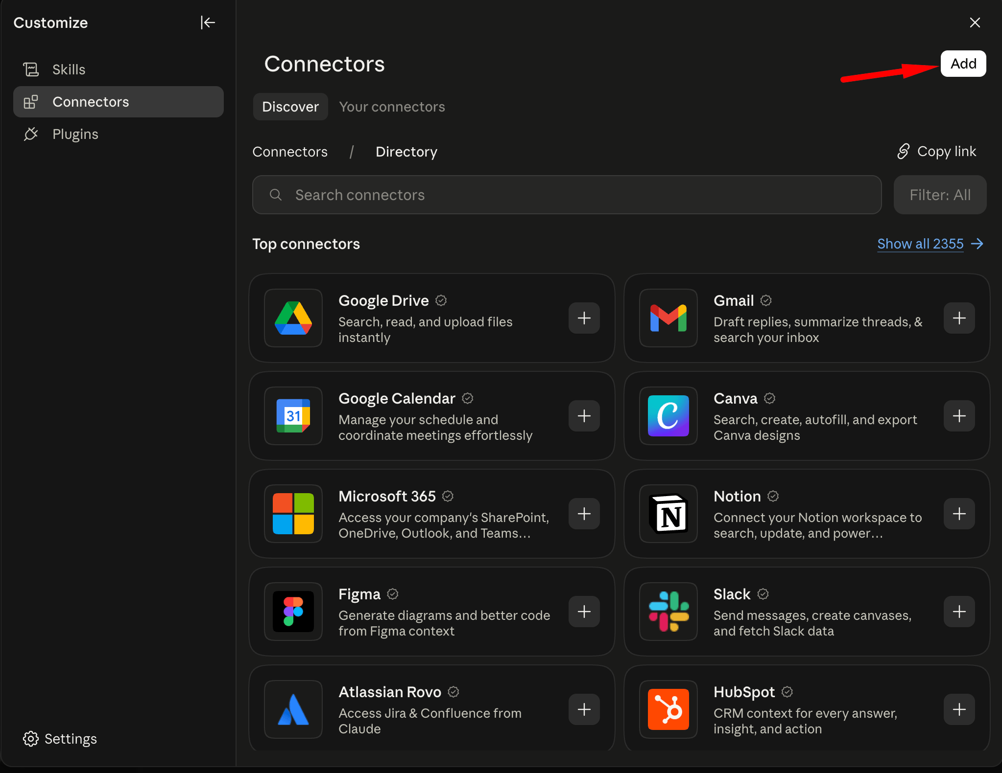 Add Connector button