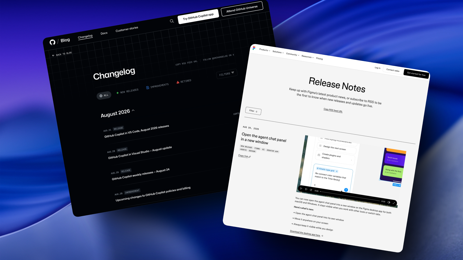 Github Changelog vs Figma Release Notes