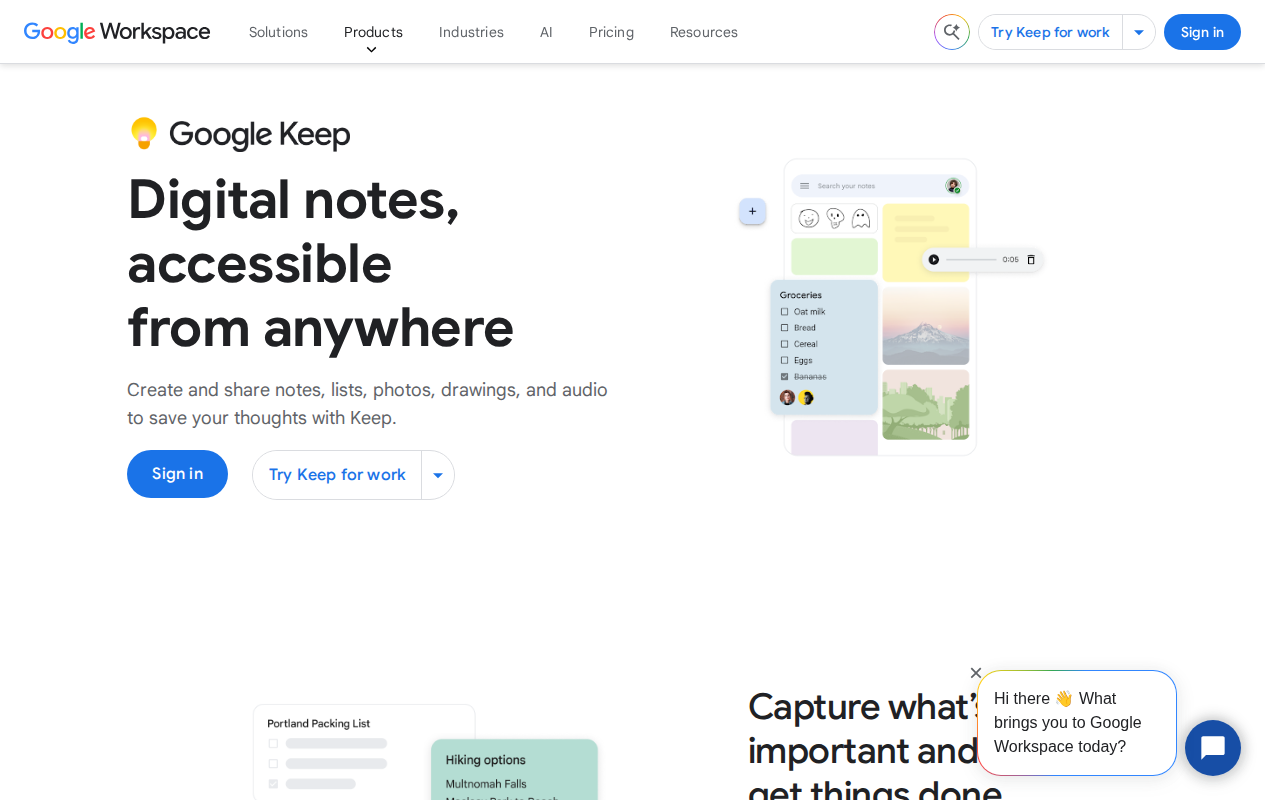 Google Keep note taking app screenshot