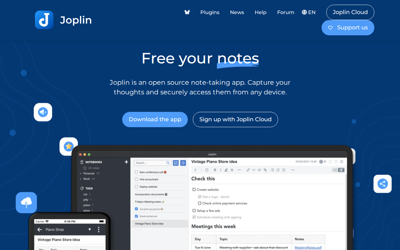 Joplin note taking app screenshot